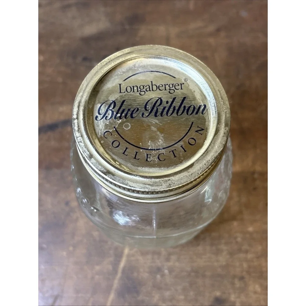 Longaberger Blue Ribbon Collection Clear Glass Quart Canning Jar